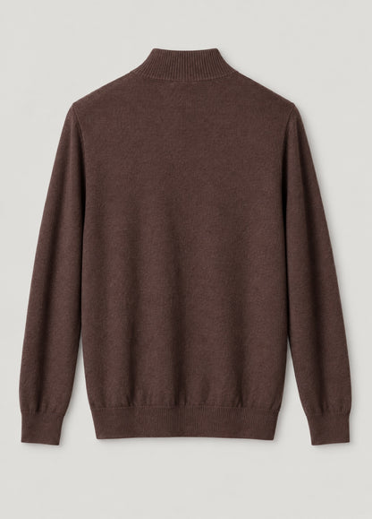 Jersey cuello zip punto de arroz marron