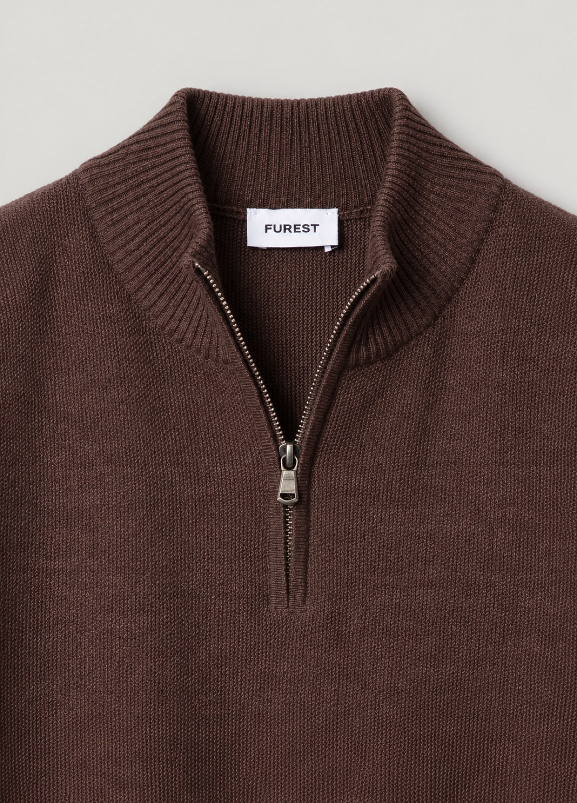 Jersey cuello zip punto de arroz marron