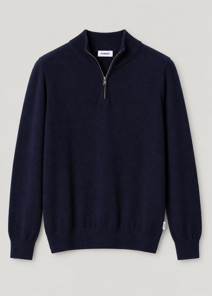 Jersey cuello zip punto de arroz marino
