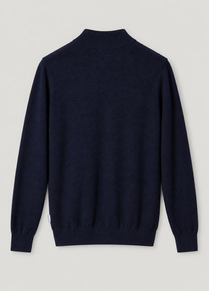 Jersey cuello zip punto de arroz marino