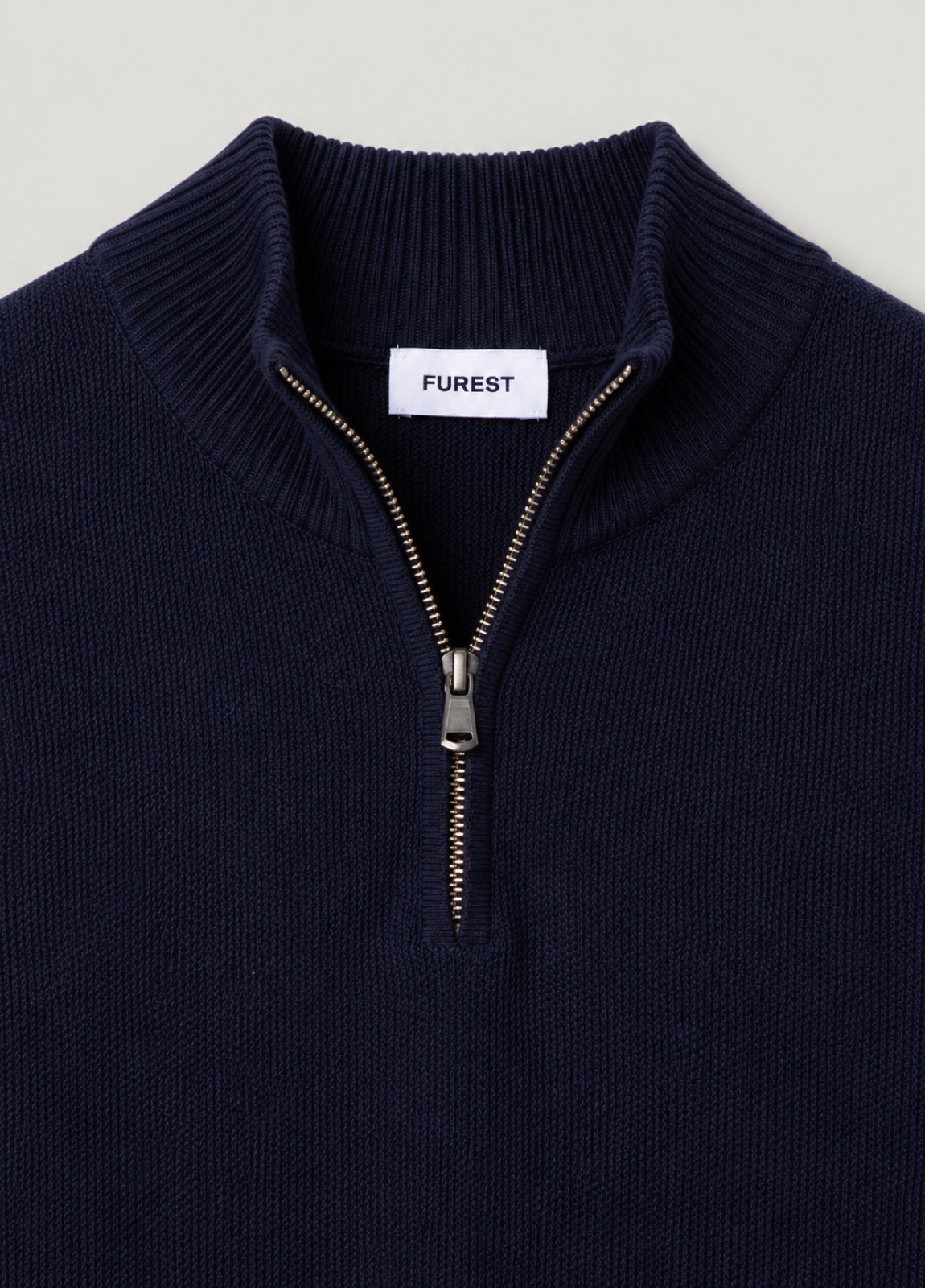 Jersey cuello zip punto de arroz marino