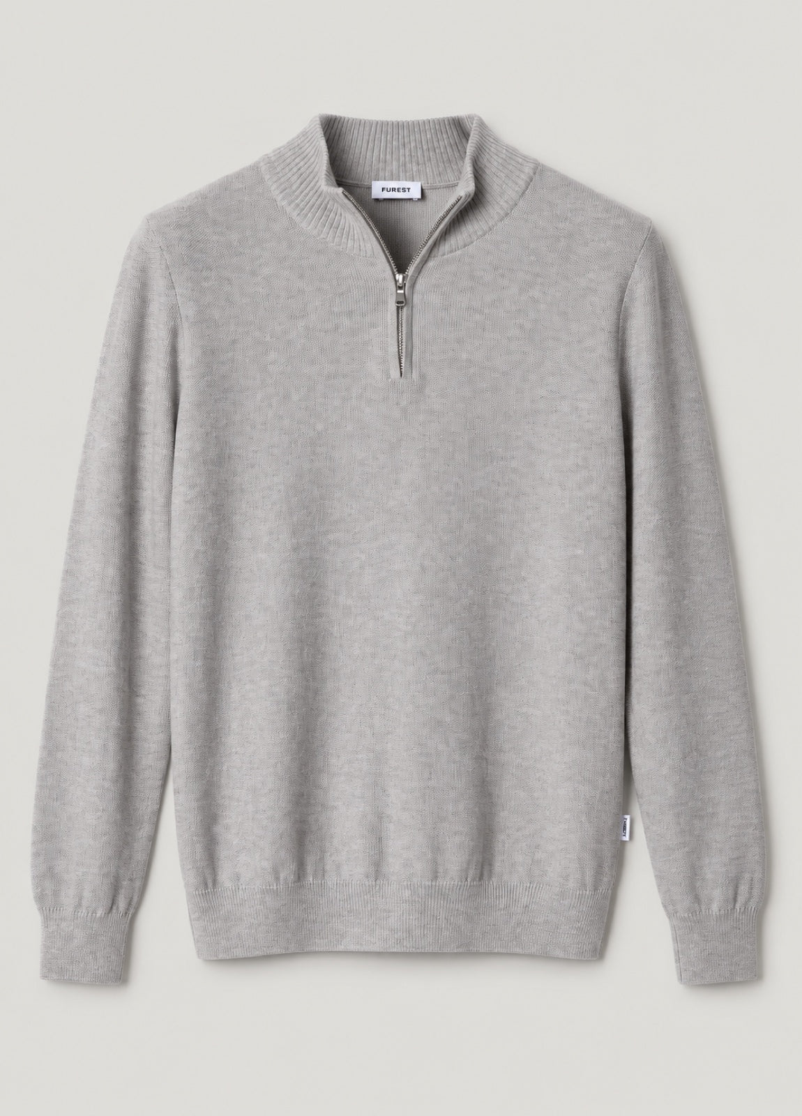 Jersey cuello zip punto de arroz gris perla