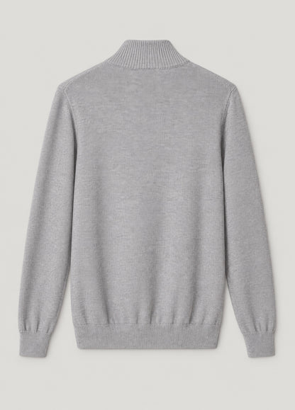 Jersey cuello zip punto de arroz gris perla