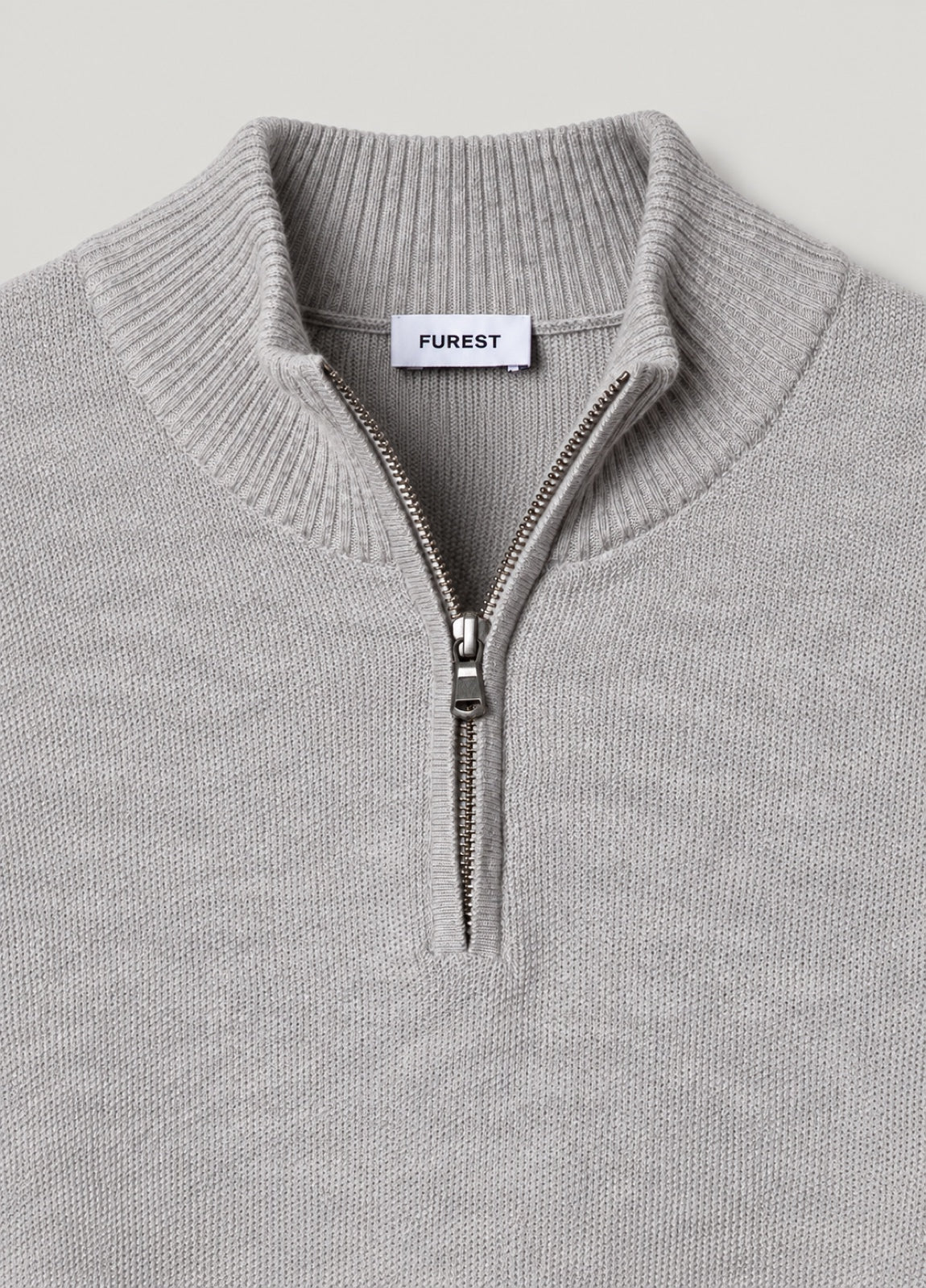 Jersey cuello zip punto de arroz gris perla