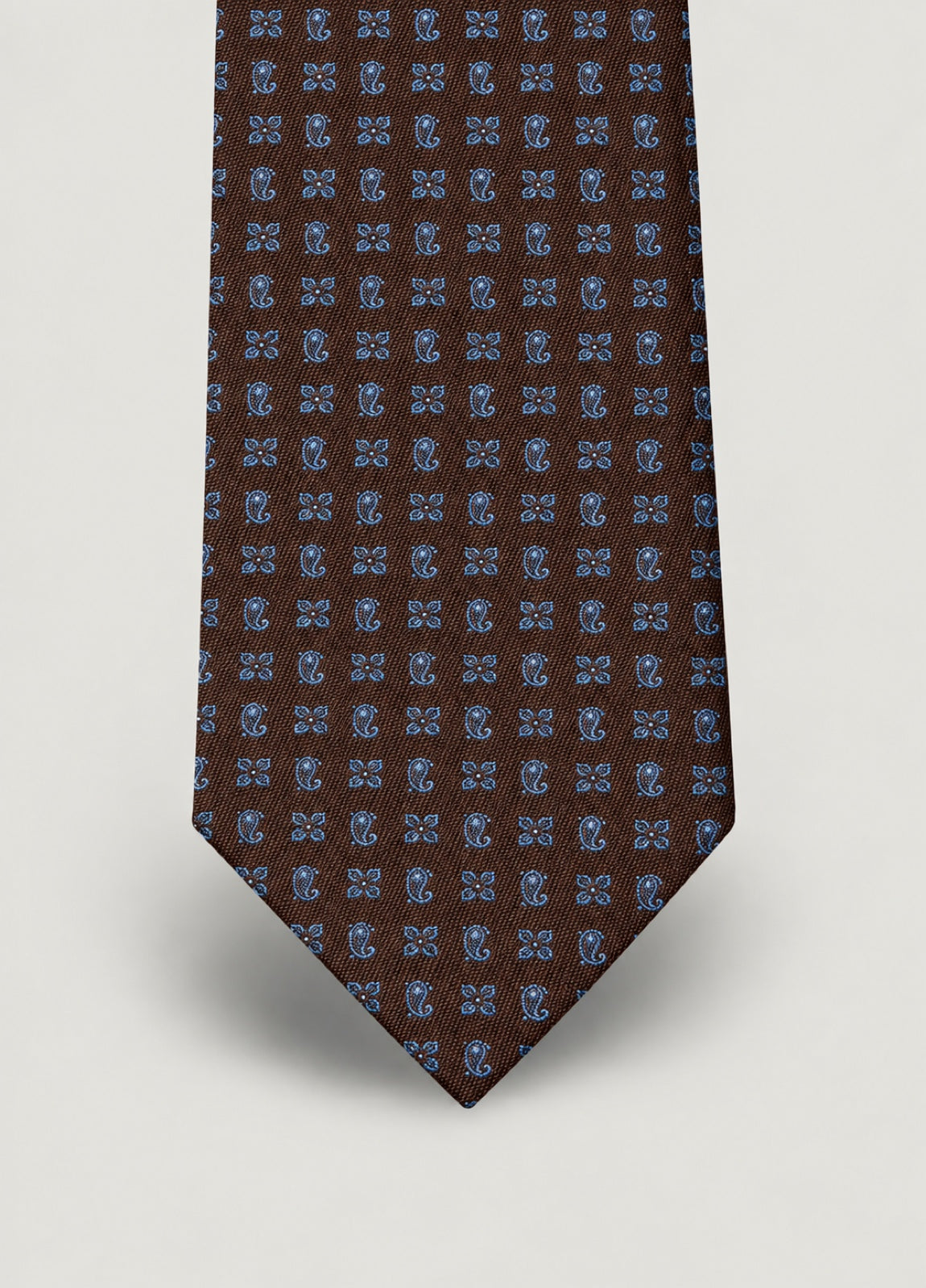 Corbata vestir cachemir marrón, detalle