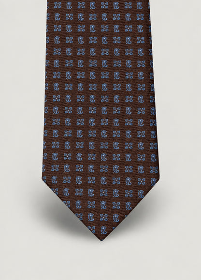 Corbata vestir cachemir marrón, detalle