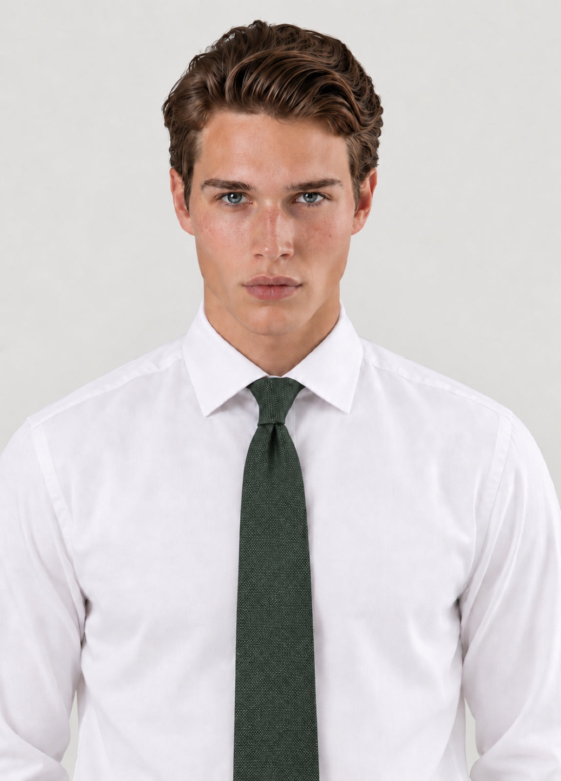 Corbata vestir grano verde, puesta