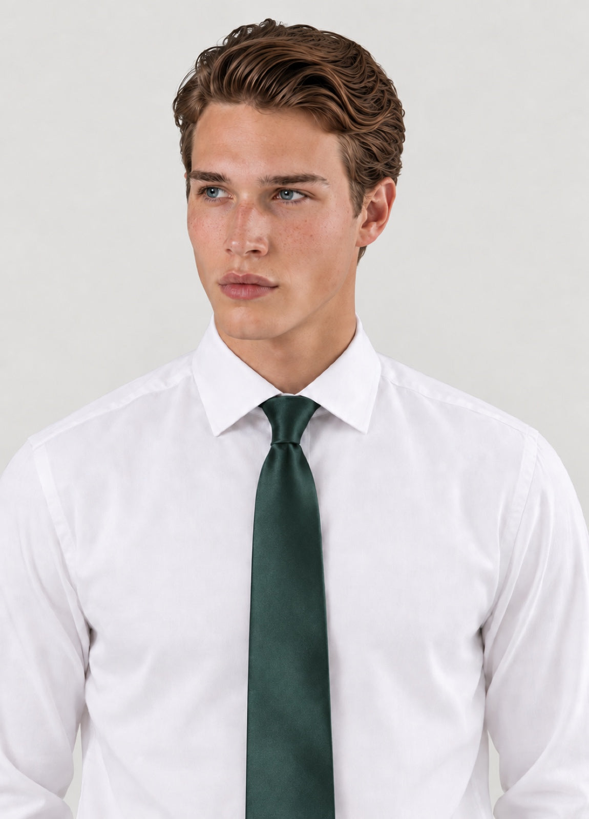 Corbata vestir lisa satén verde, puesta