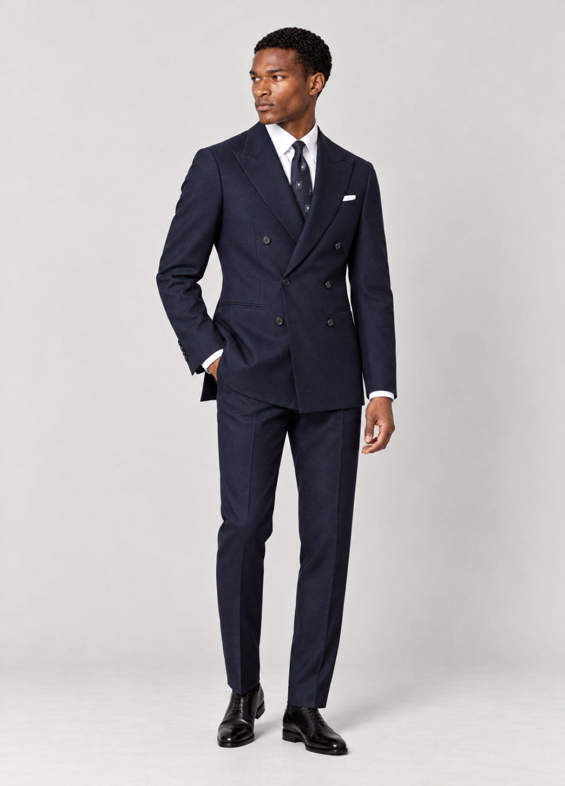 Traje Oxford Tailored Fit marino liso a medida