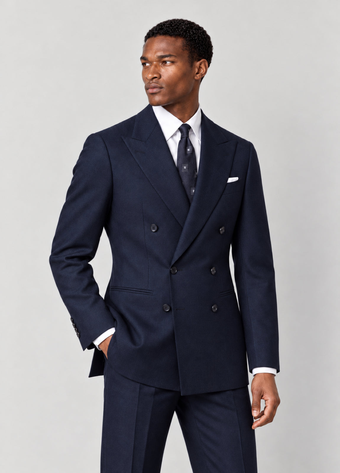 Traje Oxford Tailored Fit marino liso a medida