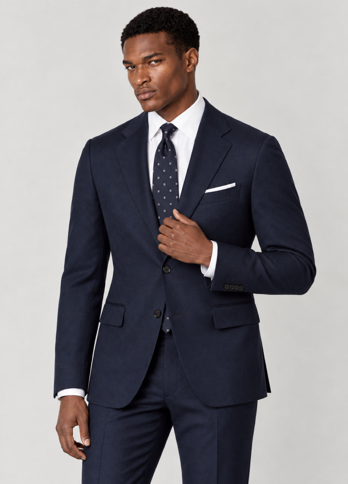 Traje Oxford Tailored Fit 2 botones marino liso a medida