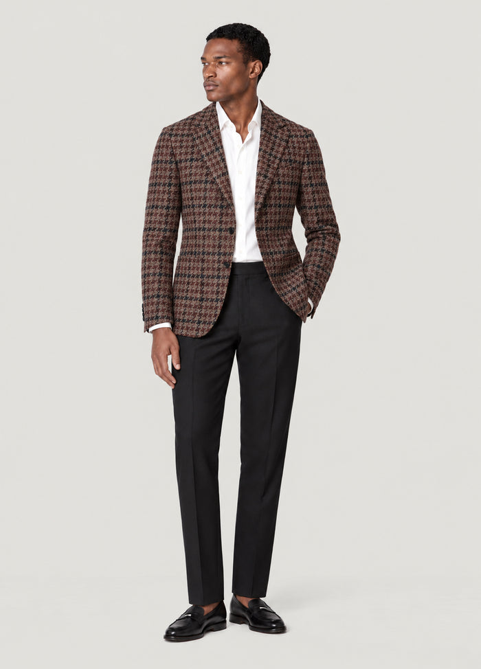 Blazer Oxford Tailored Fit 2 botones marrón pata de gallo