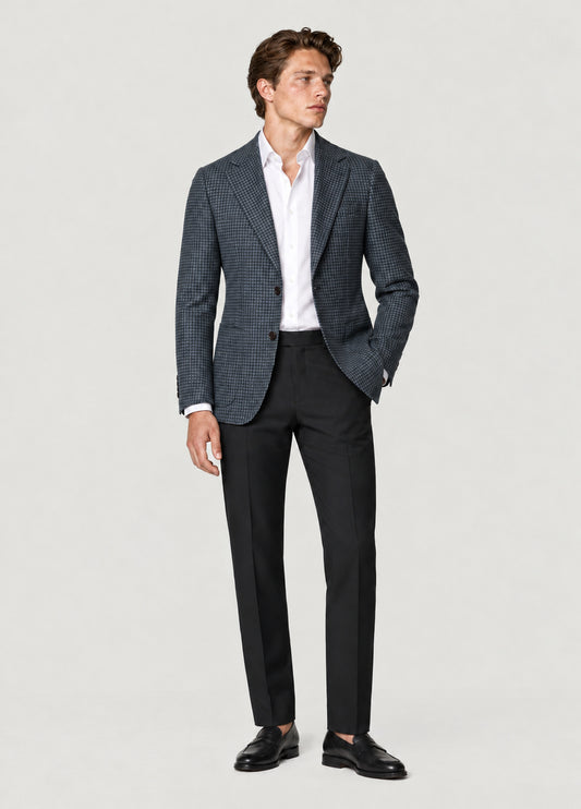 Blazer Oxford Tailored Fit 2 botones marino micro pata de gallo a medida