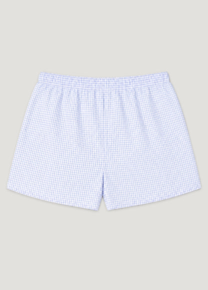 Boxer popelín cuadros celeste