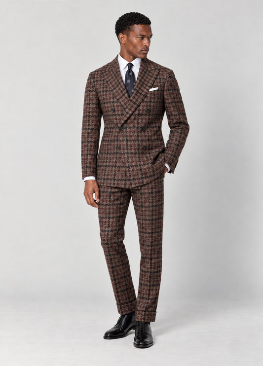 Traje Oxford Tailored Fit marrón pata de gallo a medida