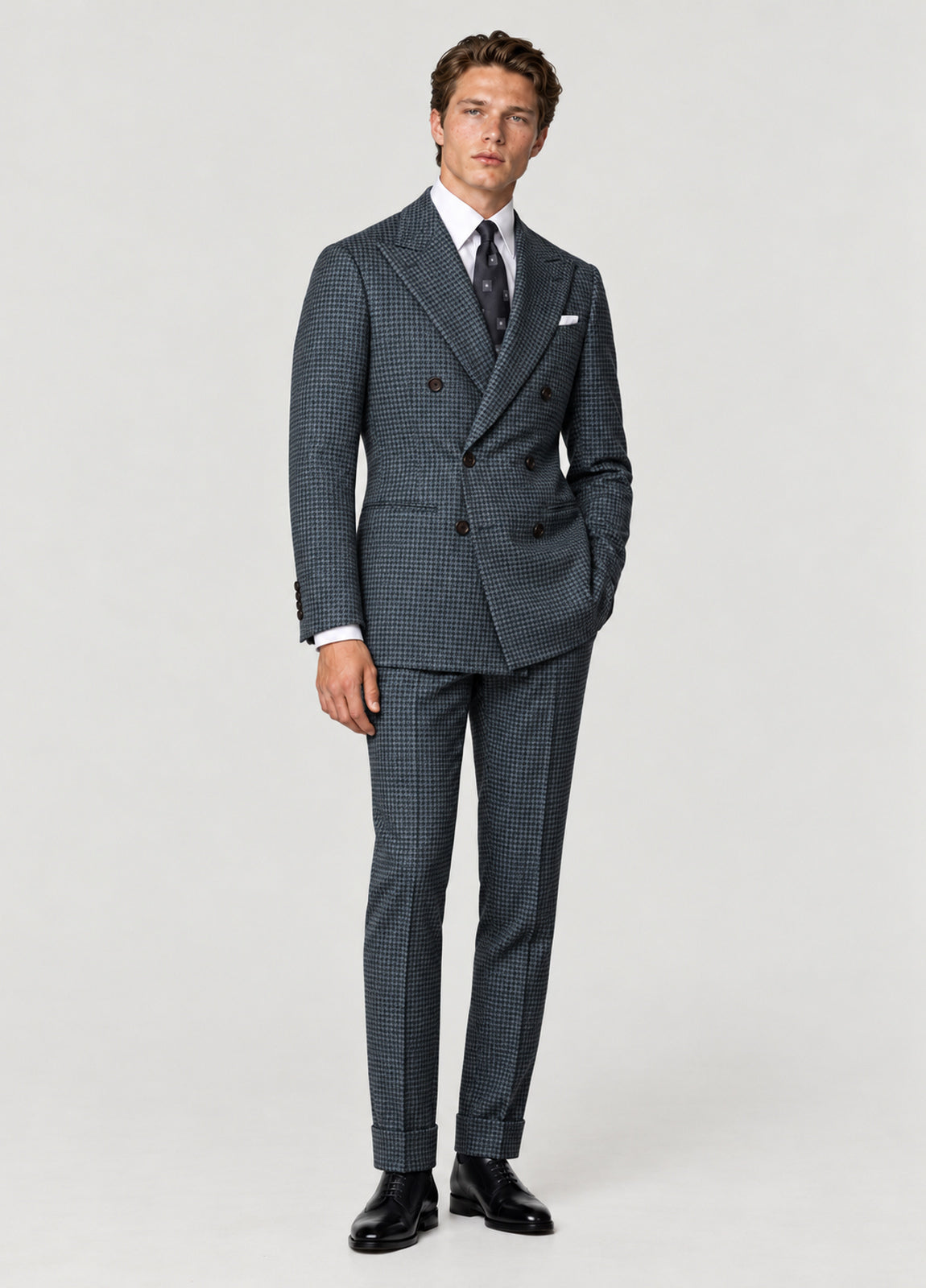 Traje Oxford Tailored Fit marino micro pata de gallo