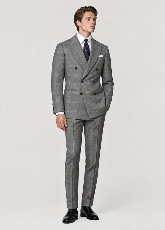 Traje Oxford Tailored Fit gris claro cuadro ventana a medida