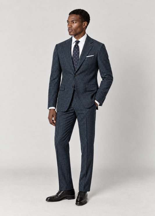 Traje Oxford Tailored Fit 2 botones marino micro pata de gallo a medida