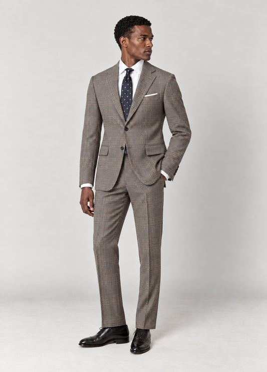 Traje Oxford Tailored Fit 2 botones gris príncipe de Gales a medida