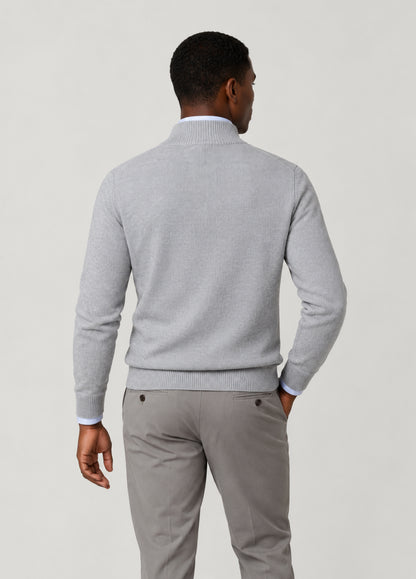 Jersey cuello zip punto de arroz gris perla