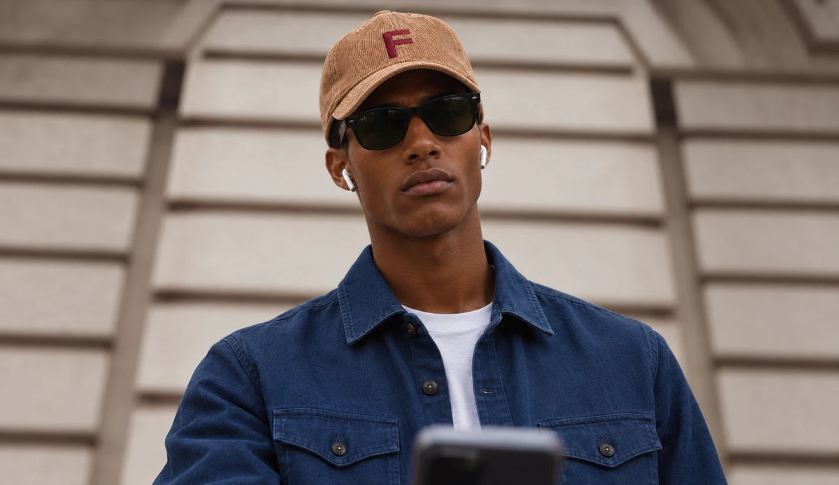 Sobrecamisa denim y gorra de micro pana camel Furest