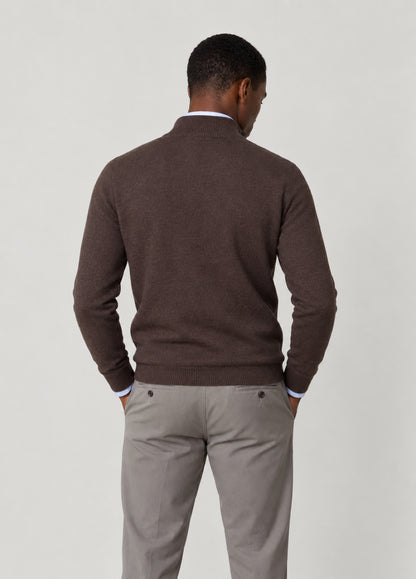 Jersey cuello zip punto de arroz marron