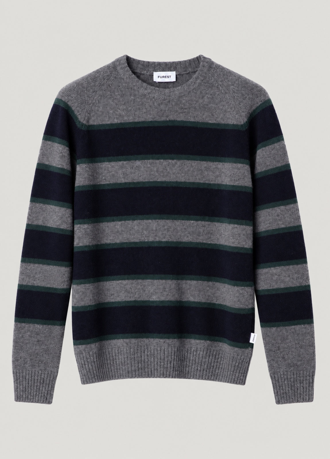 Jersey Ranglan Stripes Crew Neck Gris