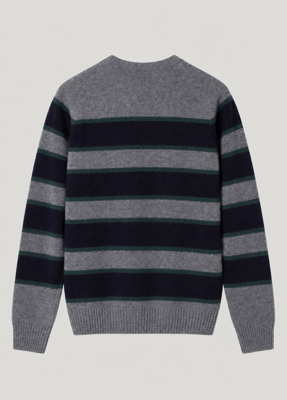 Jersey Ranglan Stripes Crew Neck Gris