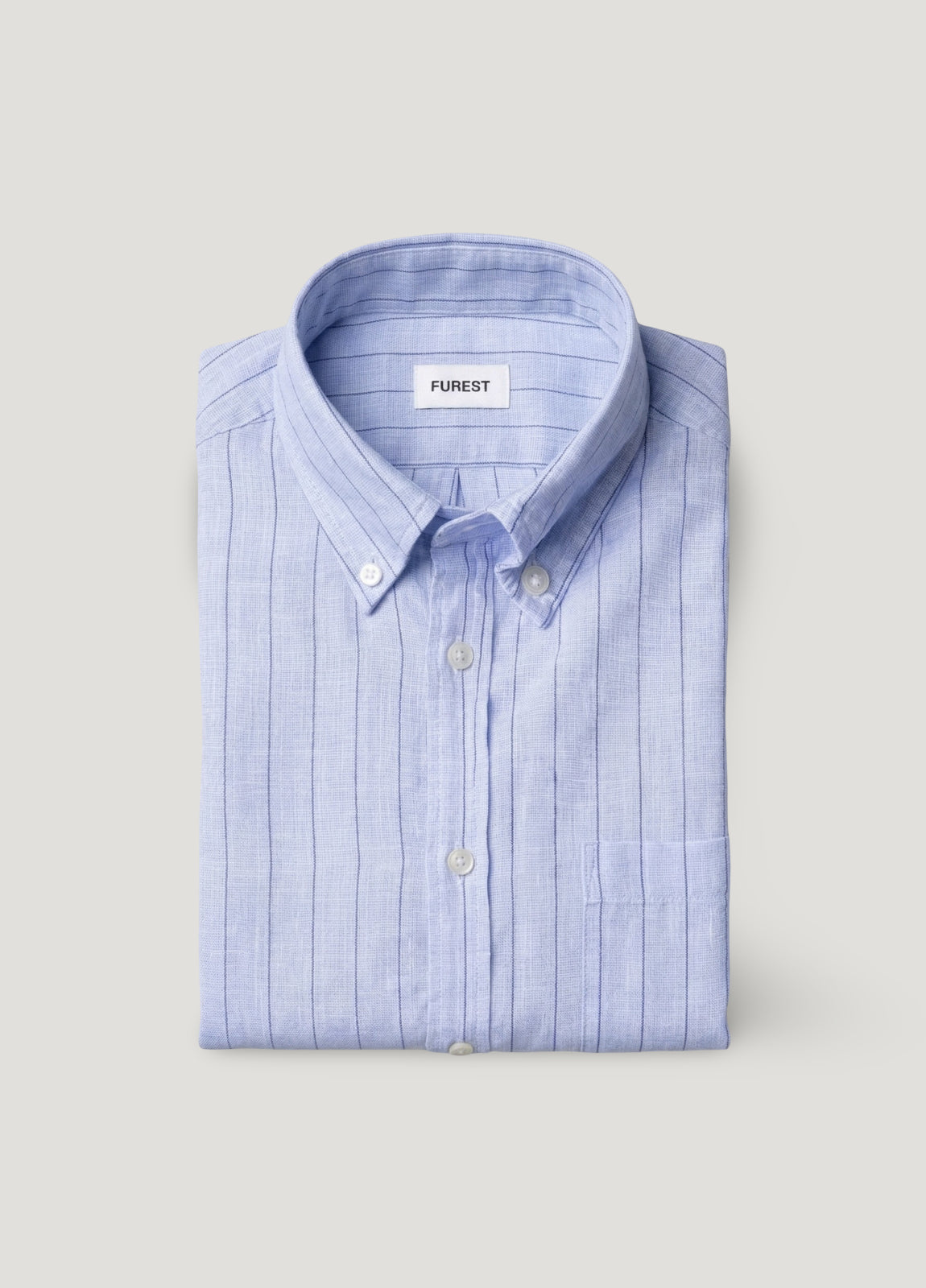 Camisa algodón y lino raya azul