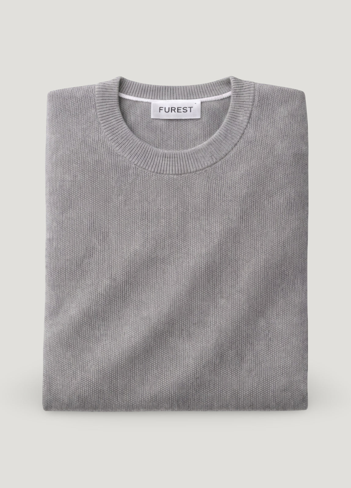 Jersey cuello redondo punto de arroz gris medio