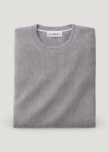 Jersey cuello redondo punto de arroz gris medio