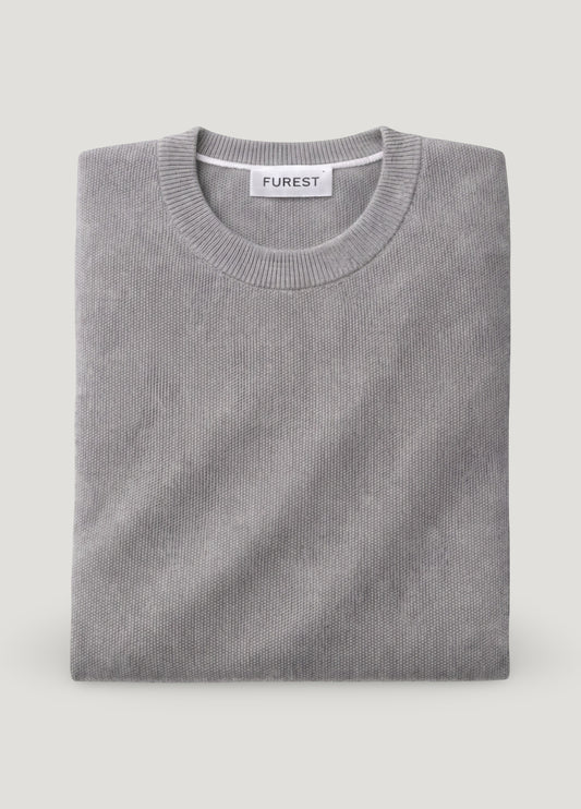 Jersey cuello redondo punto de arroz gris medio