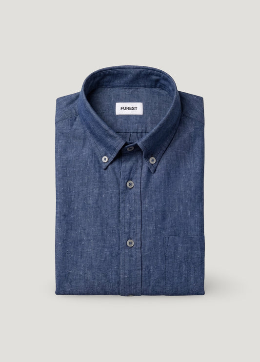 Camisa algodón y lino índigo