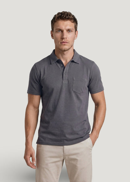 Polo manga corta algodón pima azul plomo