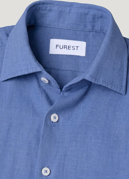 Camisa sport lino azul tinta