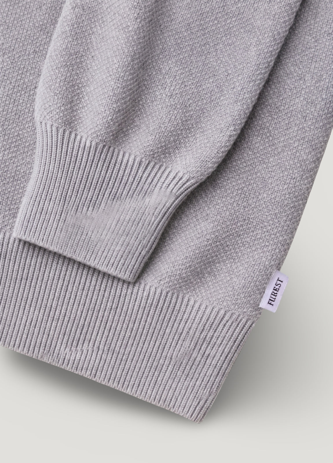 Jersey cuello redondo punto de arroz gris medio
