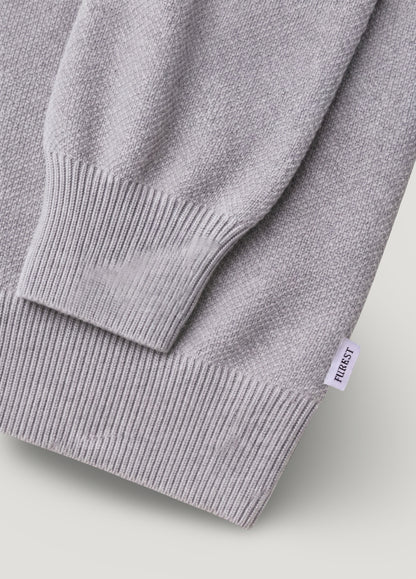 Jersey cuello redondo punto de arroz gris medio