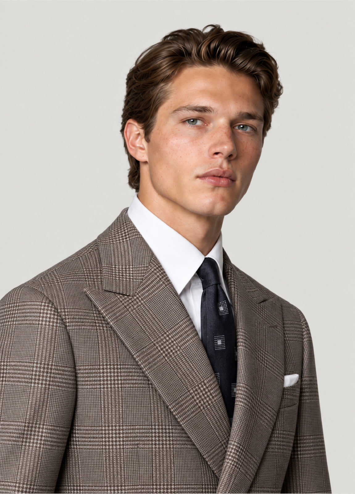 Traje Oxford Tailored Fit príncipe de Gales beige a medida