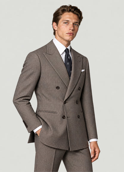 Traje Oxford Tailored Fit príncipe de Gales beige a medida