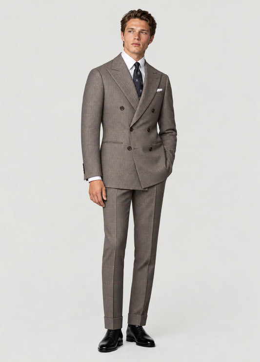 Traje Oxford Tailored Fit príncipe de Gales beige a medida