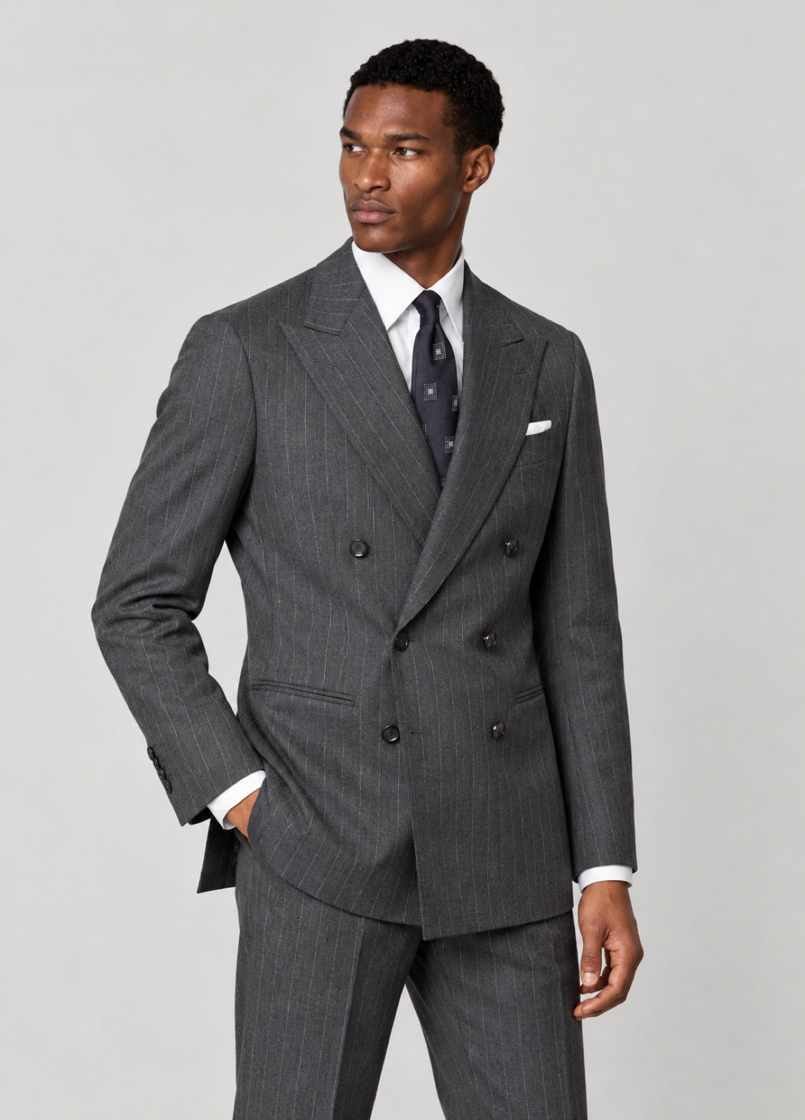 Traje Oxford Tailored Fit gris raya diplomática a medida