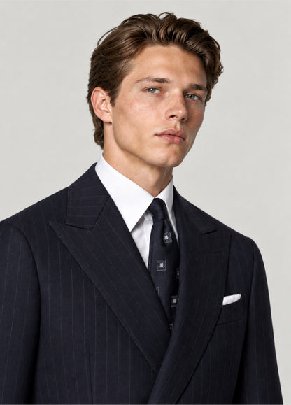 Traje Oxford Tailored Fit marino raya diplomática a medida