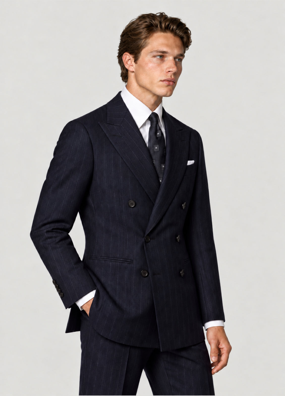 Traje Oxford Tailored Fit marino raya diplomática a medida