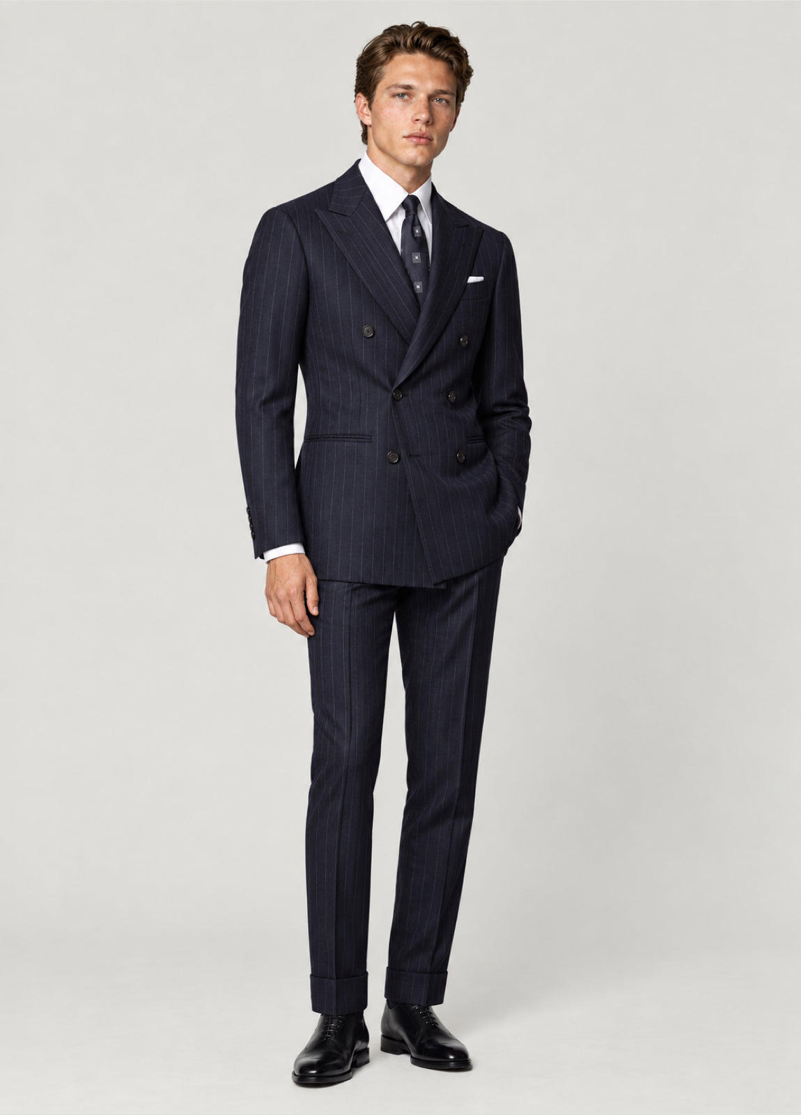 Traje Oxford Tailored Fit marino raya diplomática a medida