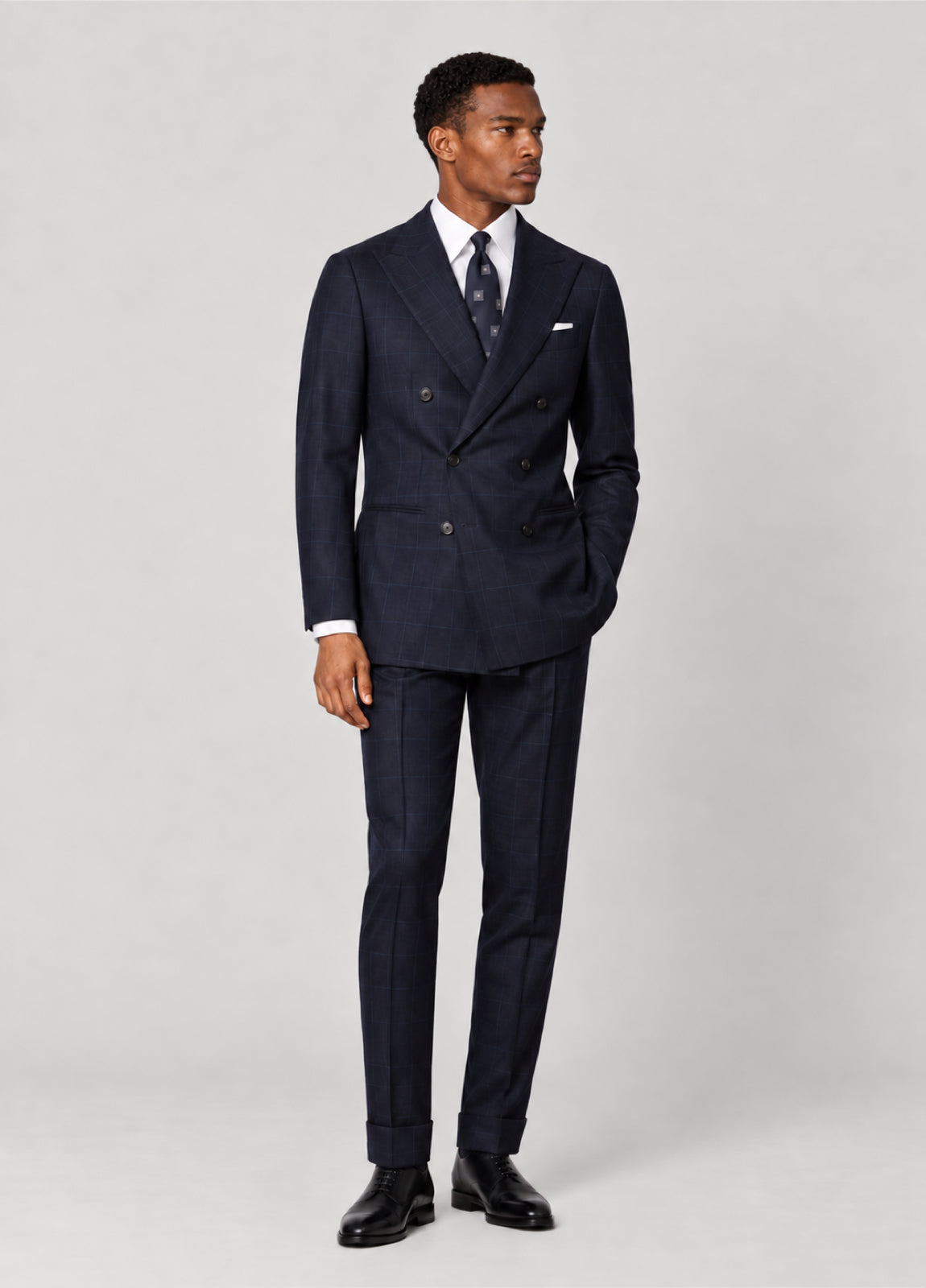Traje Oxford Tailored Fit marino cuadro ventana azul a medida