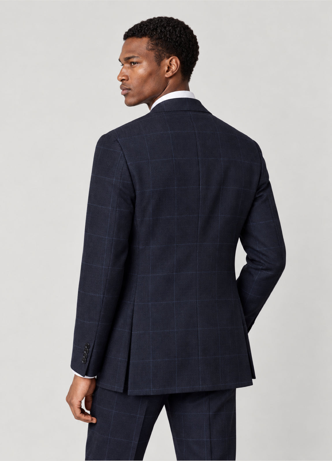 Traje Oxford Tailored Fit marino cuadro ventana azul a medida