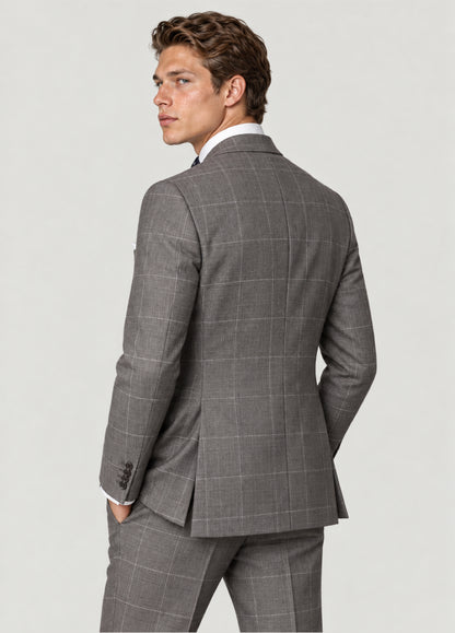 Traje Oxford Tailored Fit gris cuadro ventana a medida