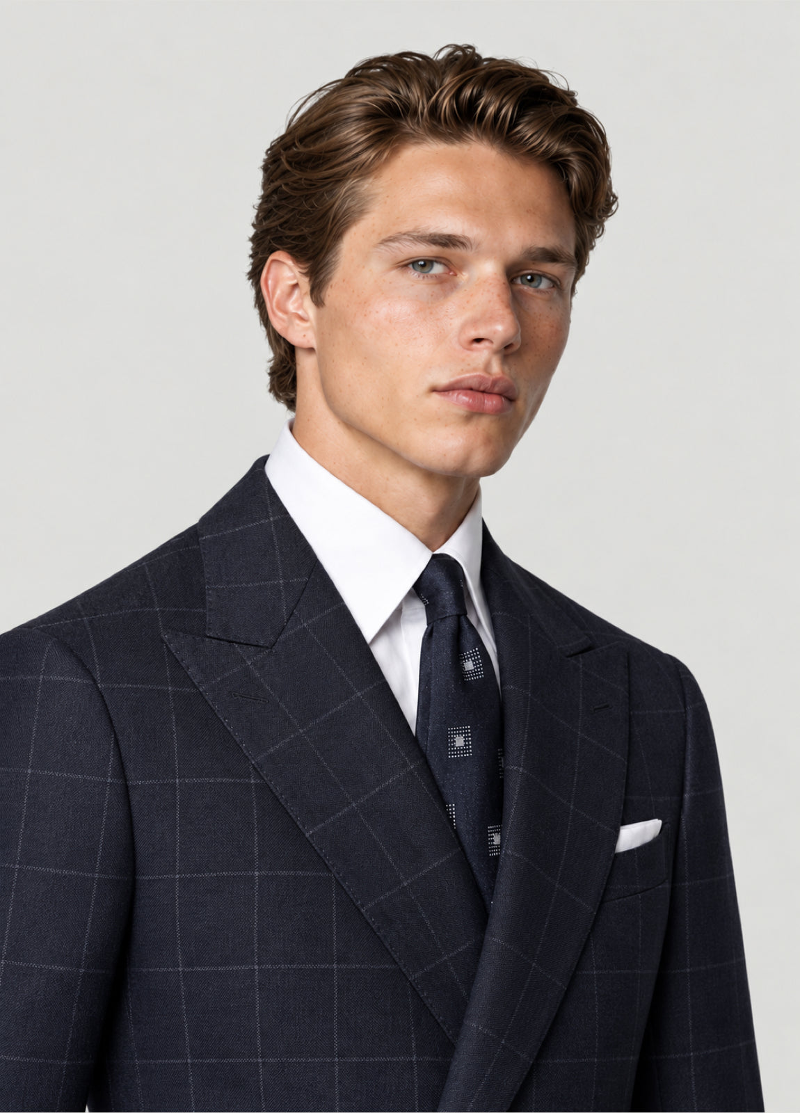 Traje Oxford Tailored Fit marino cuadro ventana blanco a medida