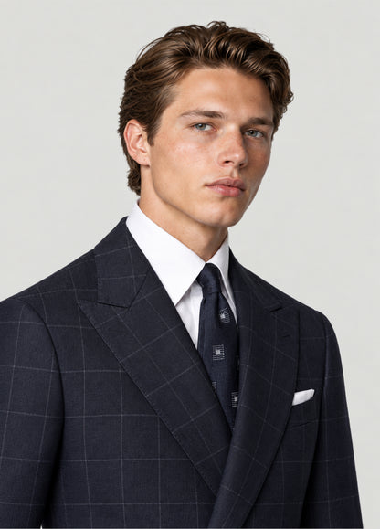 Traje Oxford Tailored Fit marino cuadro ventana blanco a medida