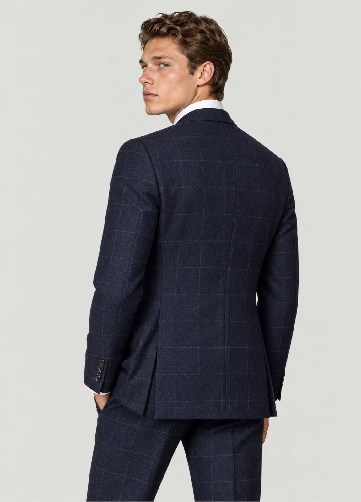 Traje Oxford Tailored Fit marino cuadro ventana blanco a medida